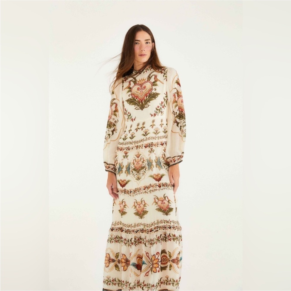 Farm Rio: Cream Majestic Hearts Maxi Dress - Picture 2 of 13